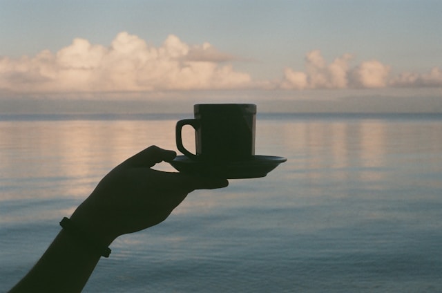 calm woman with tea