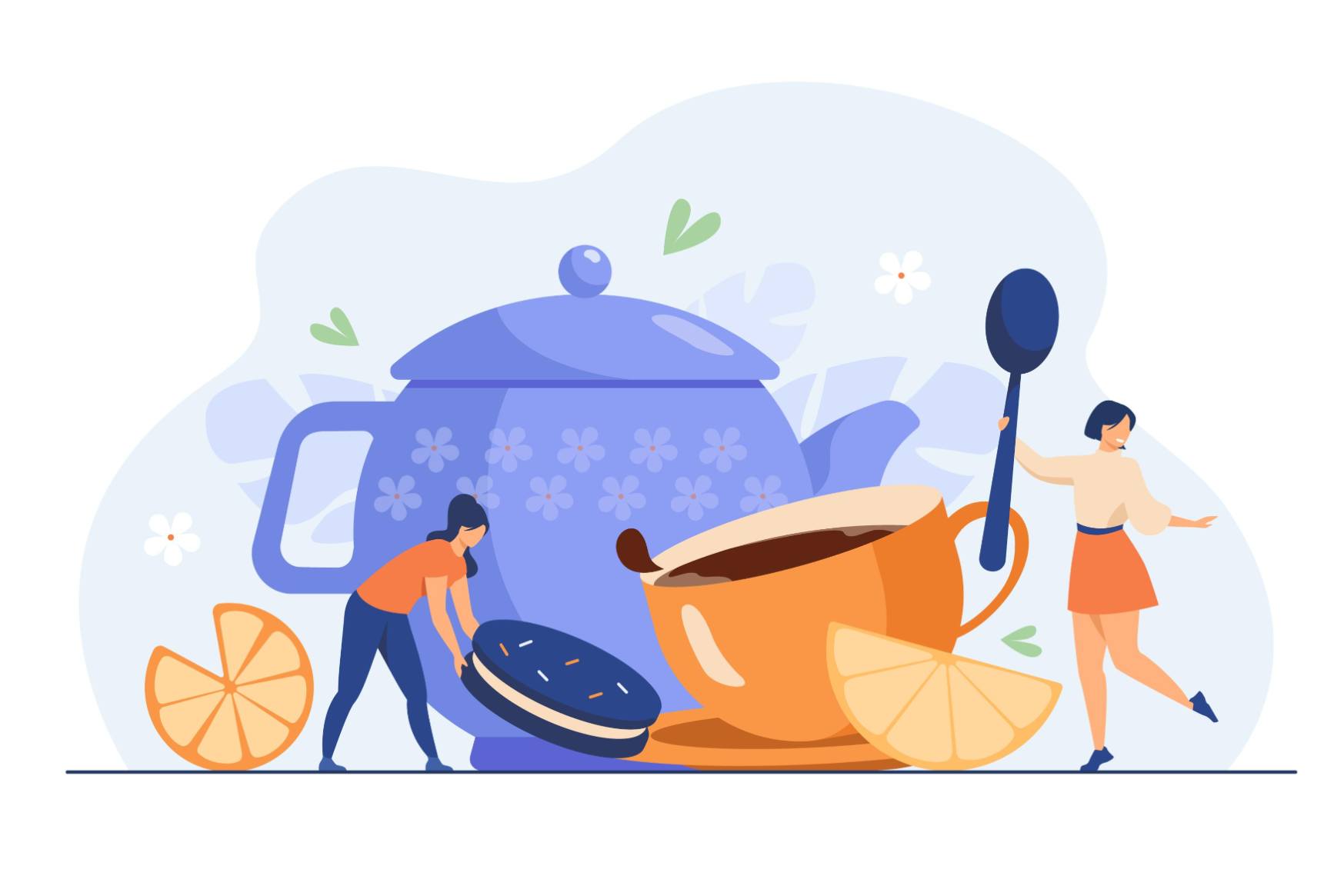 whimsical tea play vector